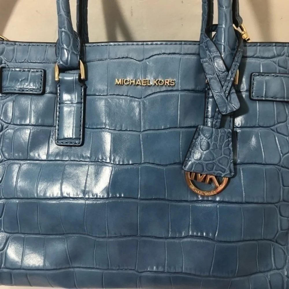 Michael Kors blue embossed leather dillion bag